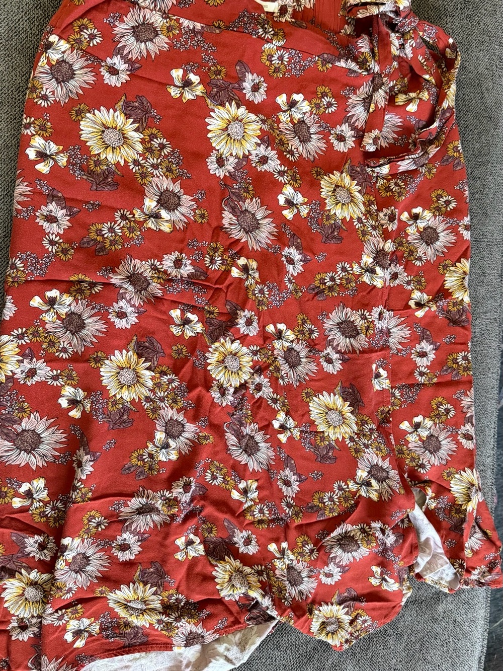 Maurices Red Floral Mini Skirt with Sunflower Print